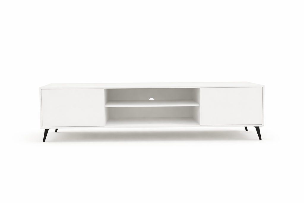 TV Stand 2 Door 1500mm – White finish, studio photo