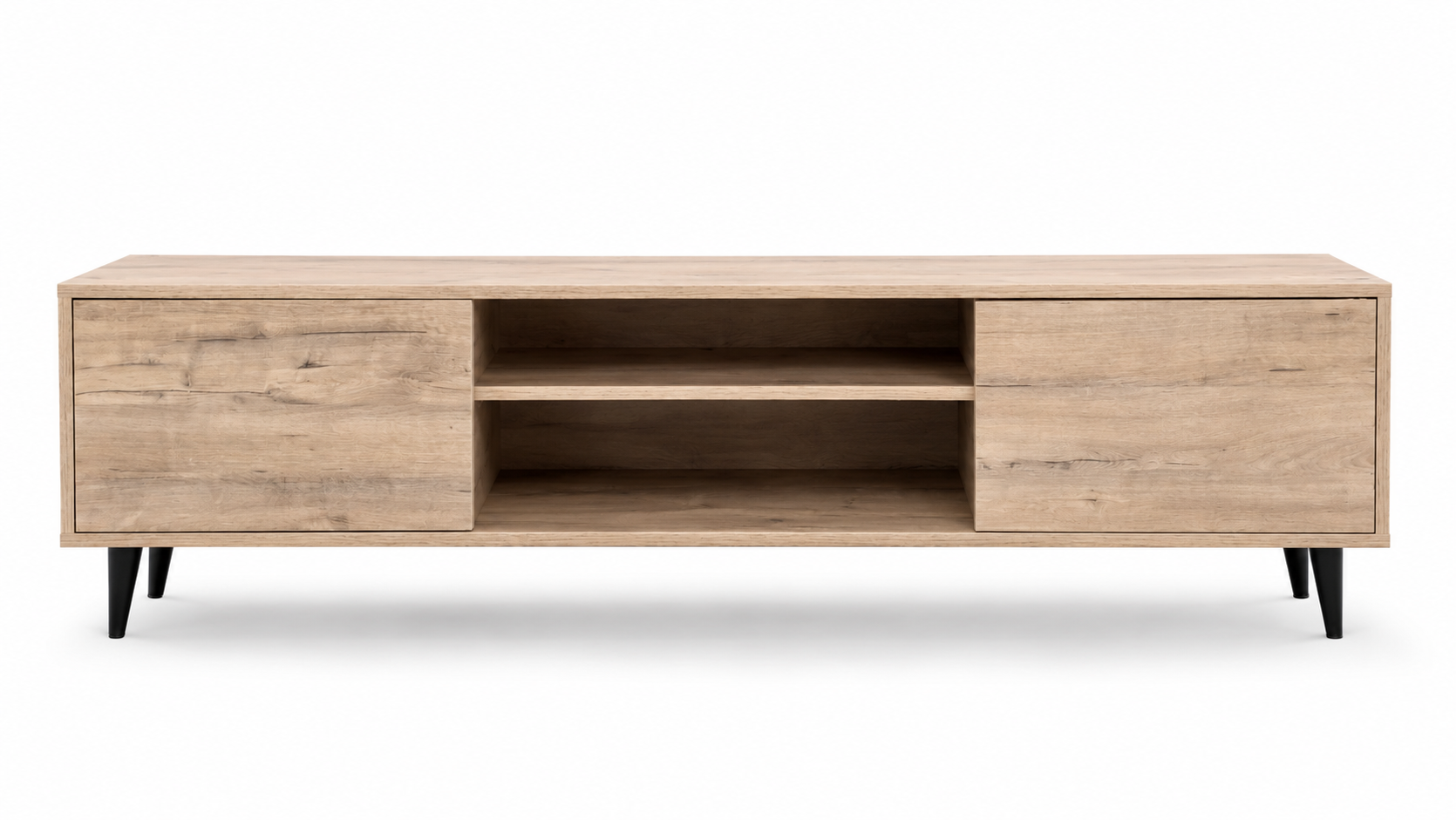 TV Stand 2 Door 1500mm – Oak finish, studio photo