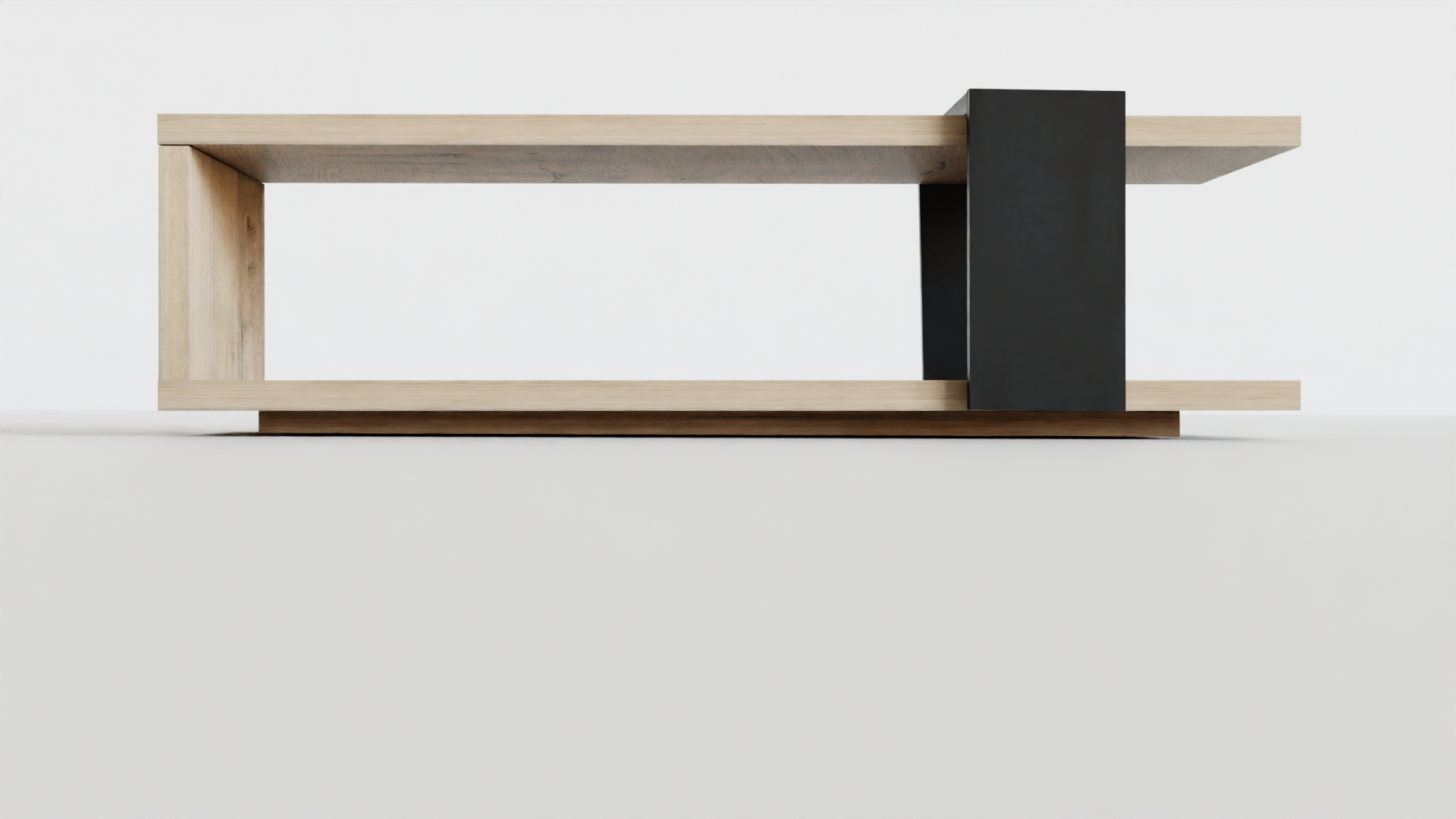 Loft Coffee Table – side profile view, oak and black finish