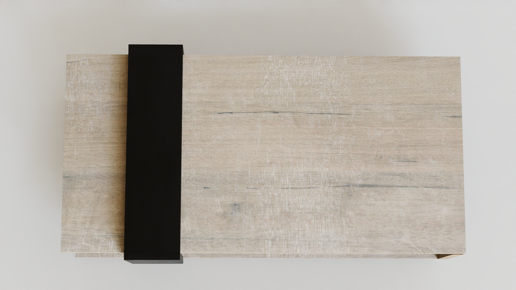 Loft Coffee Table – top-down view, oak and black finish