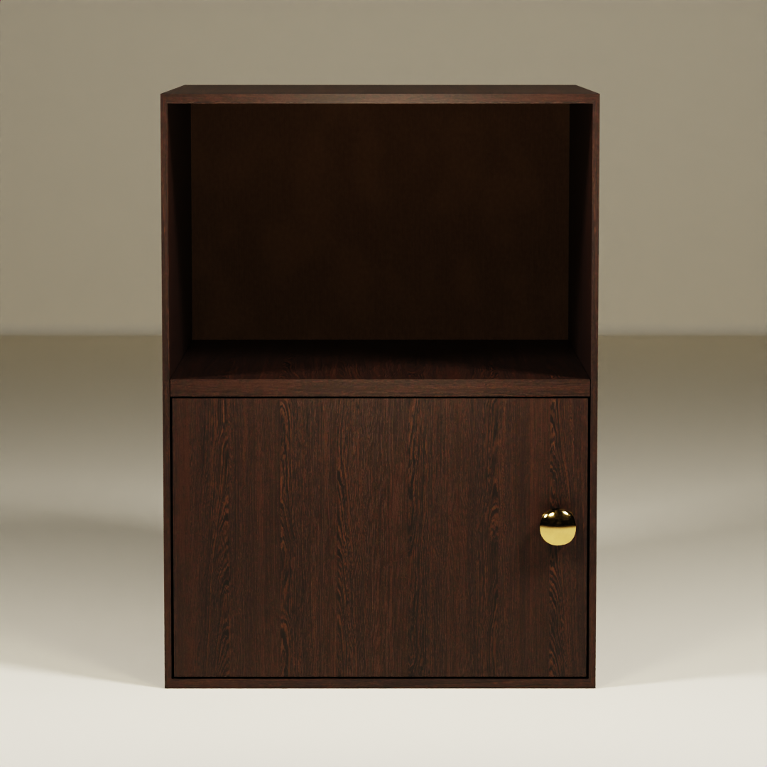 Bedside Table 1 Door – African Wenge finish with gold knob